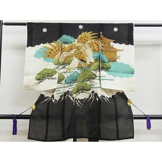 平和屋1■夏物　男の子　祝着　産着　初着　長襦袢セット　のしめ　お宮詣り　絽　刺繍　鷹　風景松文　金彩　逸品　ze6648(お宮参り用品)