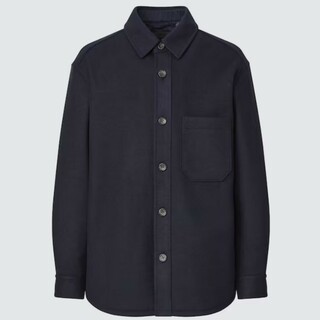 ユニクロ(UNIQLO)のUNIQLO　ユニクロ　オーバーシャツジャケット　ネイビー　L　ブルゾン　311(ブルゾン)