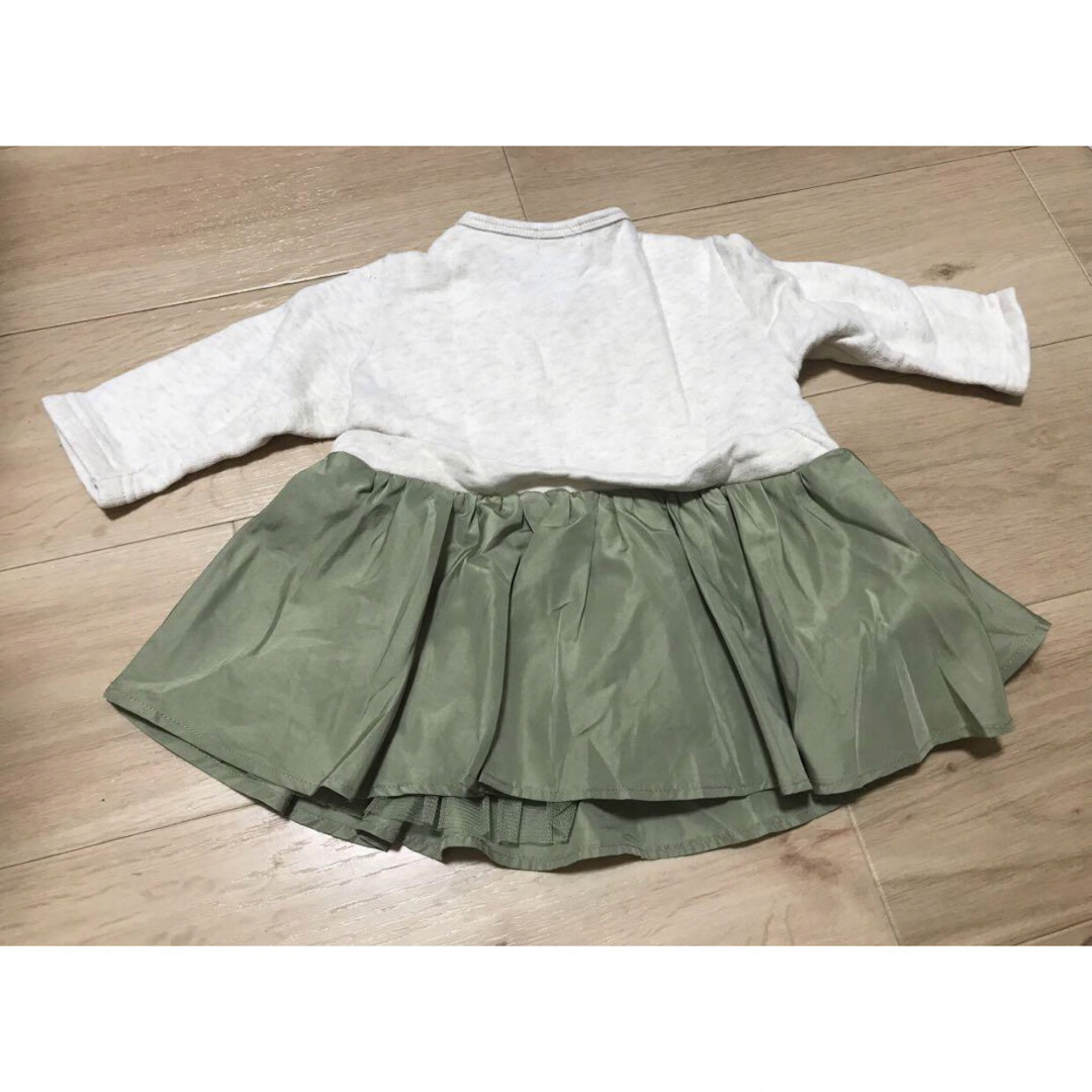 kid’s zoo(キッズズー)のkid's zoo トップス　ブラウス　カットソー　グレー×グリーン　70  キッズ/ベビー/マタニティのベビー服(~85cm)(シャツ/カットソー)の商品写真