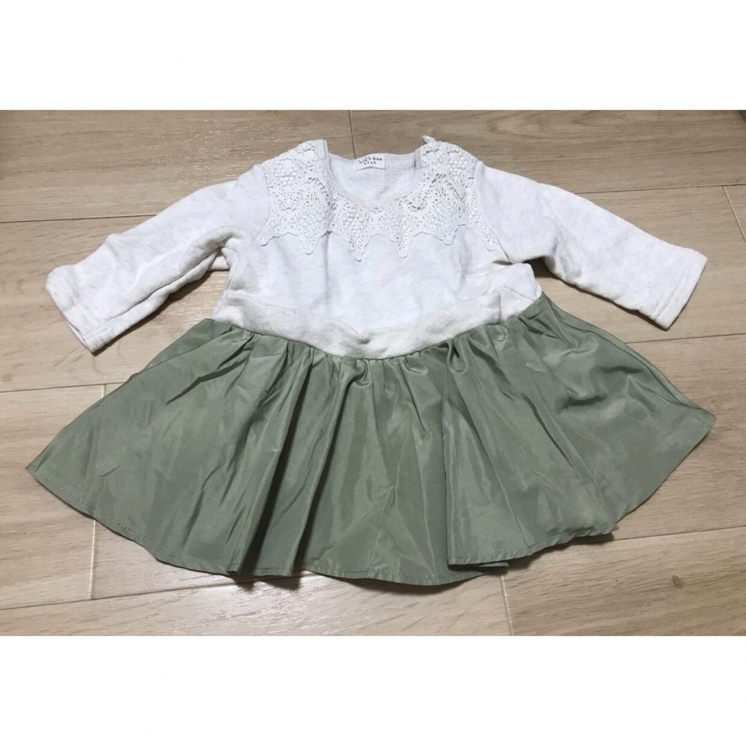 kid’s zoo(キッズズー)のkid's zoo トップス　ブラウス　カットソー　グレー×グリーン　70  キッズ/ベビー/マタニティのベビー服(~85cm)(シャツ/カットソー)の商品写真