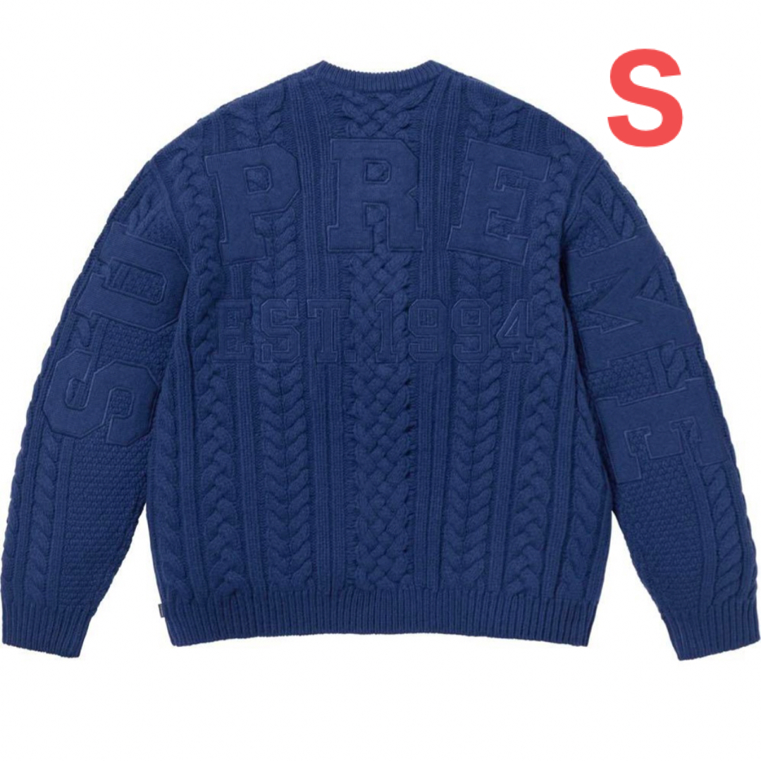 Supreme Applique Cable Knit Sweater Navyメンズ