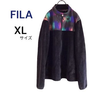 フィラ(FILA)の美品　FILA フィラ　ボアフリース　ジップアップ　ブルゾン　黒　XLサイズ(ブルゾン)