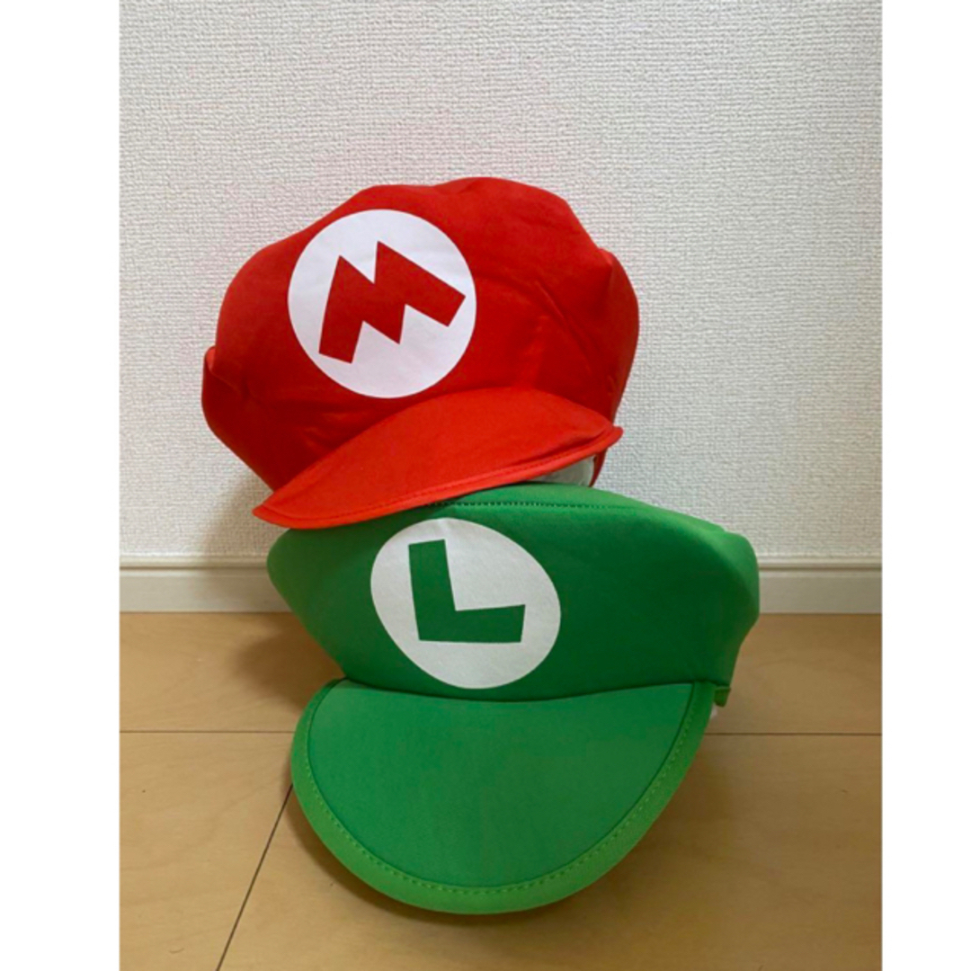 マリオ ルイージ 帽子 セット キッズ 子供用 手袋ひげ付き キッズ/ベビー/マタニティのこども用ファッション小物(帽子)の商品写真