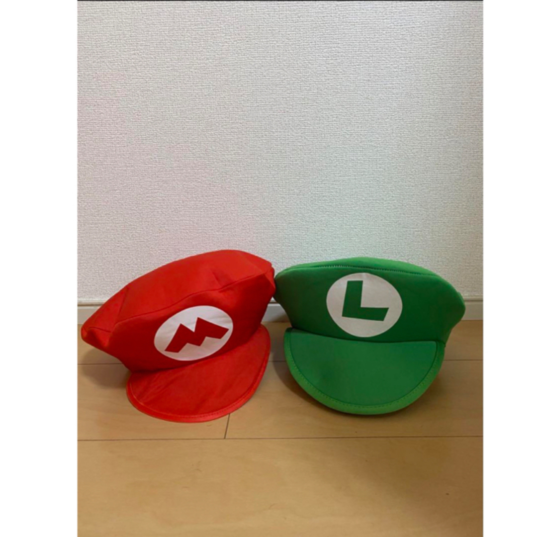 マリオ ルイージ 帽子 セット キッズ 子供用 手袋ひげ付き キッズ/ベビー/マタニティのこども用ファッション小物(帽子)の商品写真