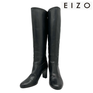 〈美品〉EIZO エイゾー【23cm】バックジップ ロングブーツ 黒 ブラック