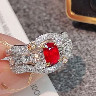 天然 ルビー ダイヤモンド リング 1.03ct k18 ¥5(リング(指輪))