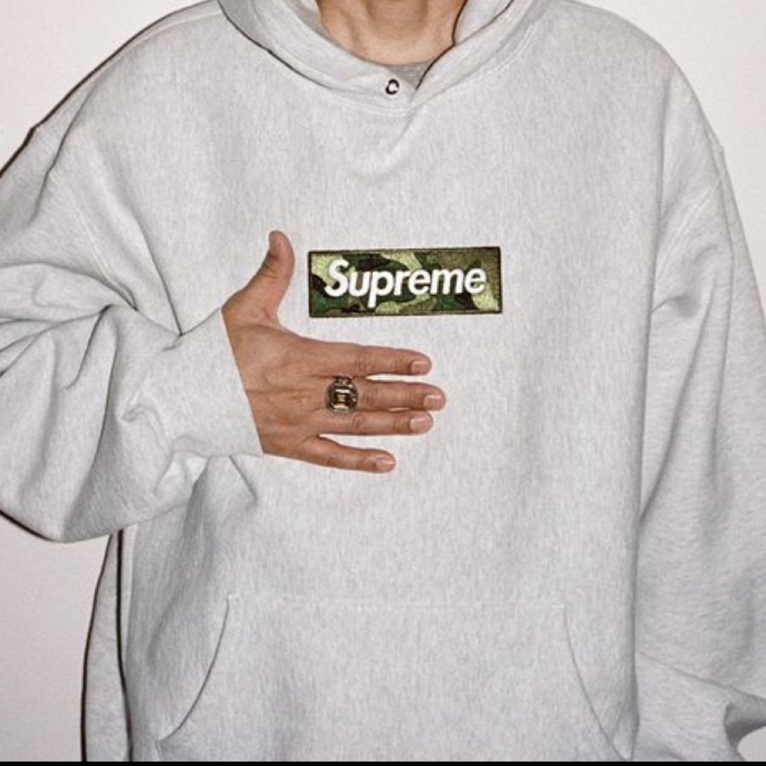 supreme Box Logo Hooded Sweatshirt 灰色 Lトップス