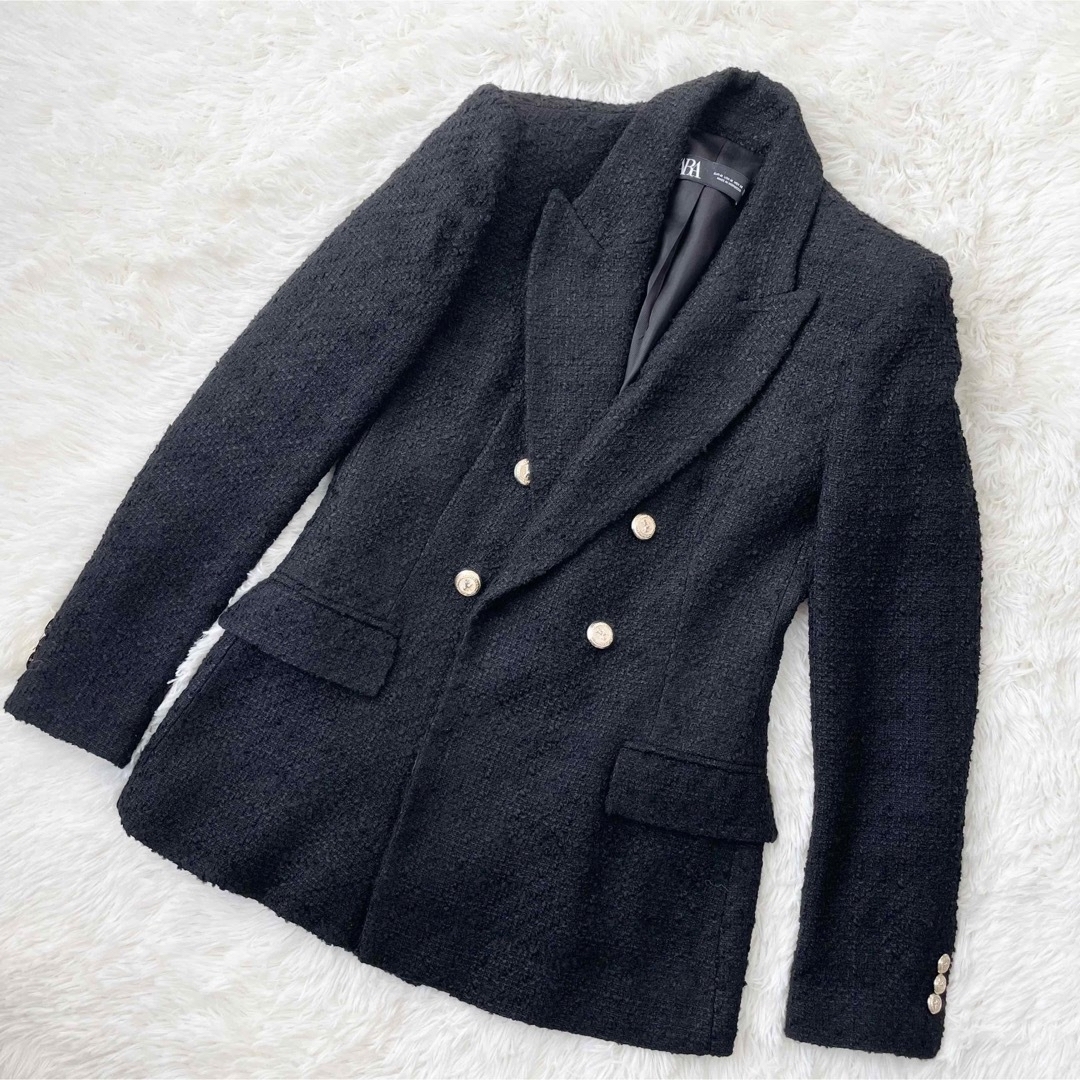 ZARA ザラ テーラードジャケット ツイード 金ボタンサイズ表記S ZARA ザラ テーラードジャケット ツイード 金ボタンサイズ表記S