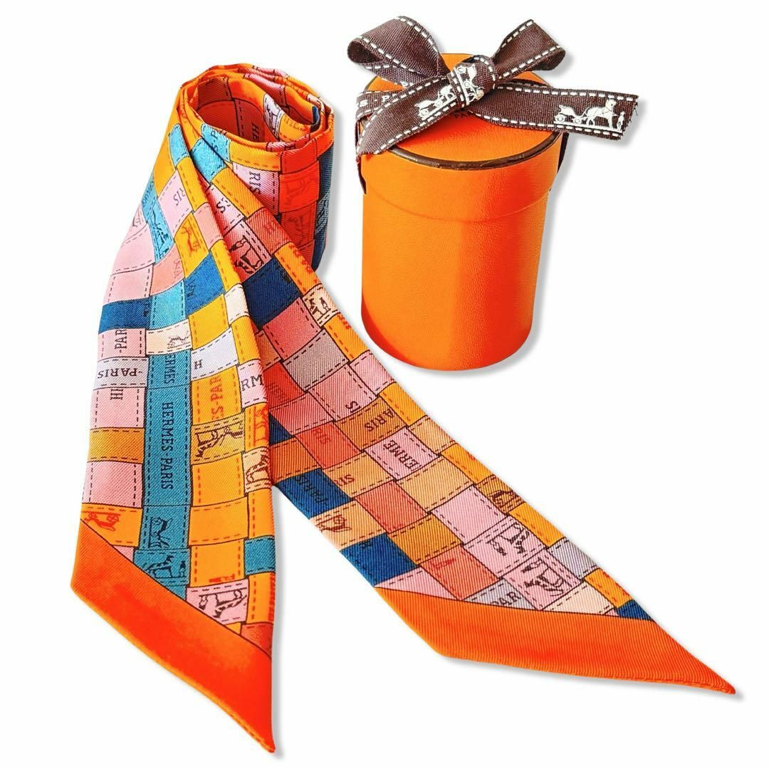 Hermes(エルメス)のエルメス ツイリー　ボルデュック スカーフ シルク オレンジ レディースのファッション小物(バンダナ/スカーフ)の商品写真