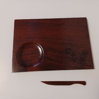 唐木製漆塗り　銘々皿　菓子切り付き　5枚セット(テーブル用品)