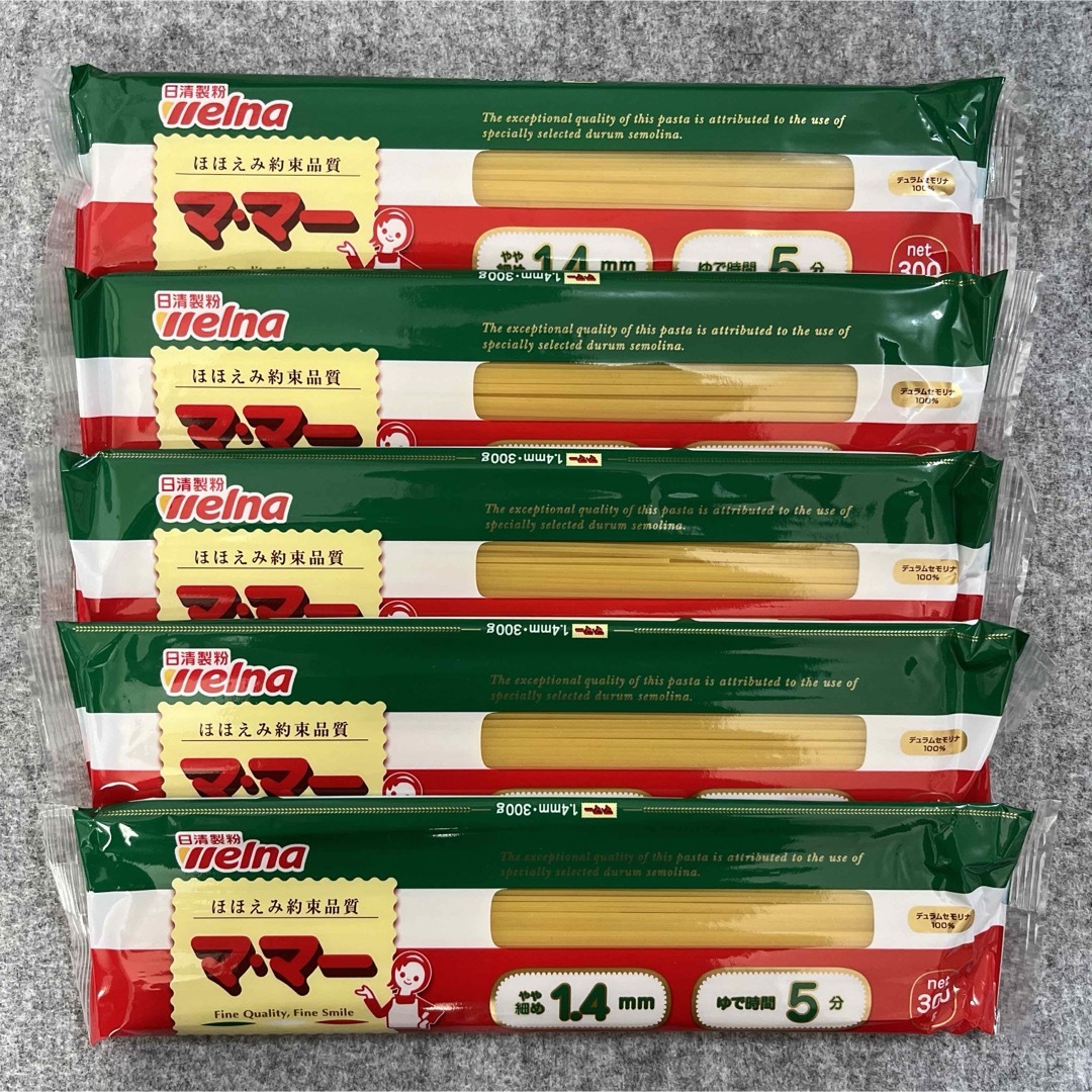 日清製粉(ニッシンセイフン)のマ・マー スパゲティ 1.4mm 300g×5個セット  パスタ やや細め  食品/飲料/酒の食品(麺類)の商品写真