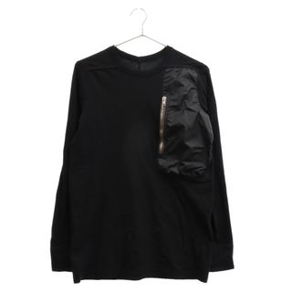 リックオウエンス(Rick Owens)のRick Owens リックオウエンス LS POCKET LEVEL TEE ジップデザイン長袖Tシャツ カットソー ブラック RU02A5261-JANZ(Tシャツ/カットソー(七分/長袖))