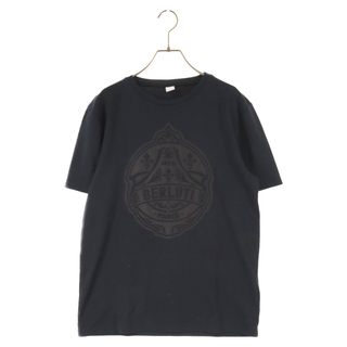 ベルルッティ(Berluti)のBerluti ベルルッティ BROIDERED CRES フロントナイロンワッペン クルーネック クレスト半袖Tシャツ R18JRS51 ブラック(Tシャツ/カットソー(半袖/袖なし))