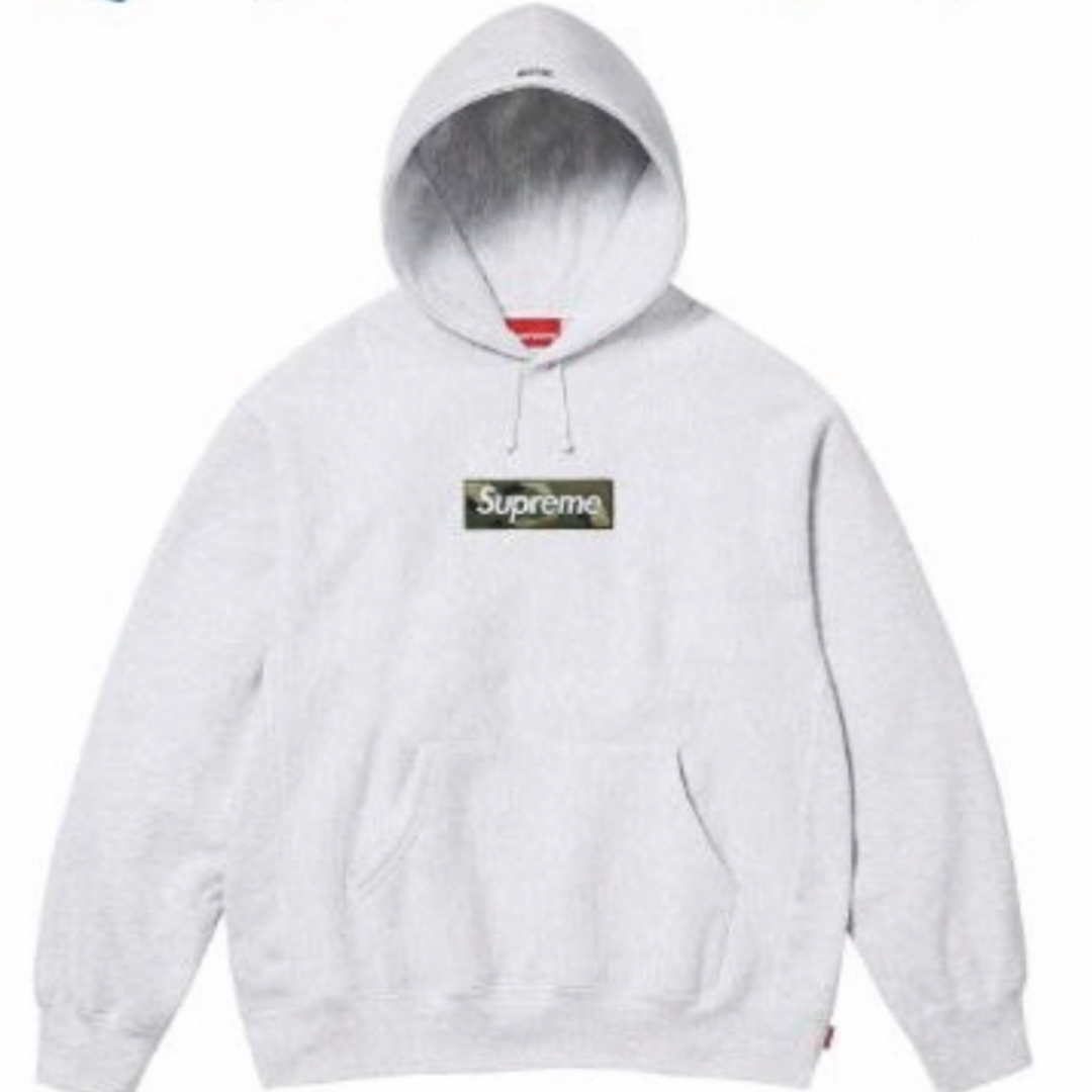 supreme Box Logo Hooded ash grey mパーカー