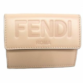 フェンディ(FENDI)のフェンディ　FENDI　3つ折り財布　レザー ピンクベージュ　ゴールド金具 8M0395 AAYZ　ミニ財布(財布)