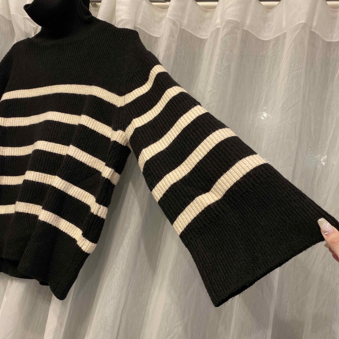 ZARA(ザラ)のZARA ボーダータートルニット　超美品 レディースのトップス(ニット/セーター)の商品写真