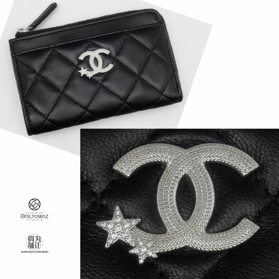 CHANEL - シャネル 24C カード コインパース L字 AP3732 ラム 黒 CHANEL - シャネル 24C カード コインパース L字 AP3732 ラム 黒
