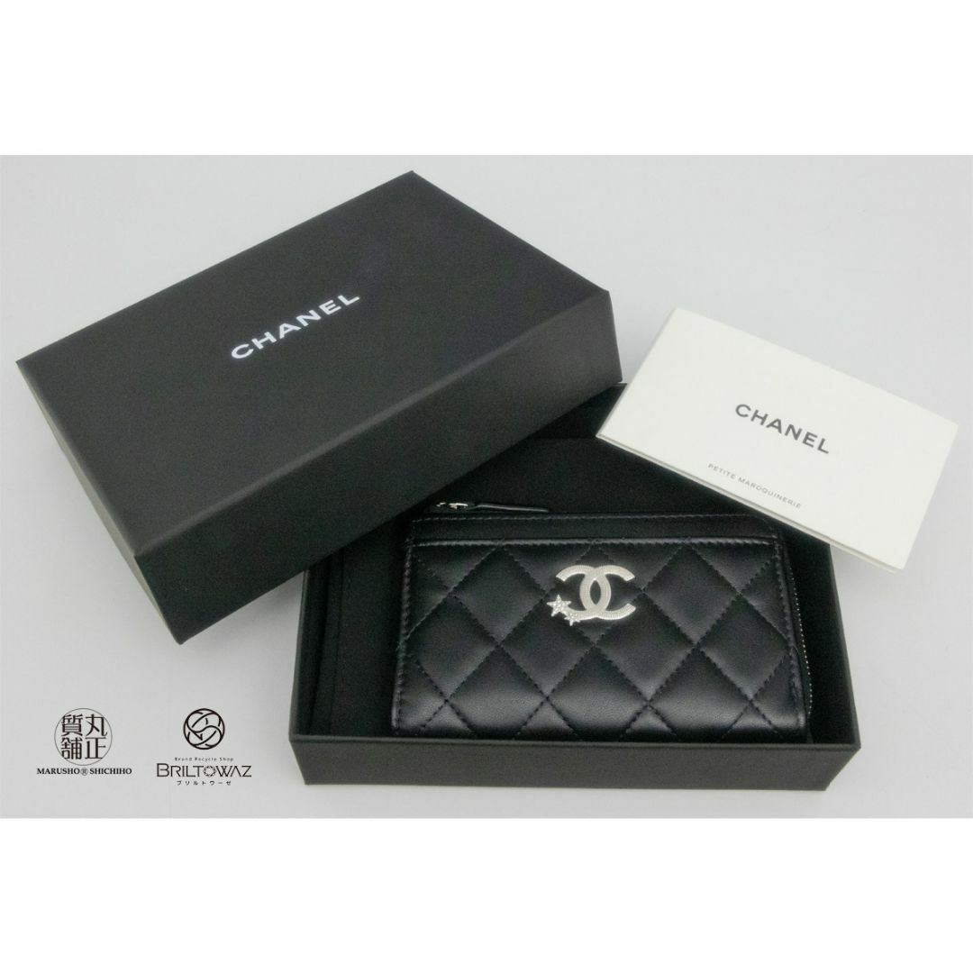 CHANEL - シャネル 24C カード コインパース L字 AP3732 ラム 黒 