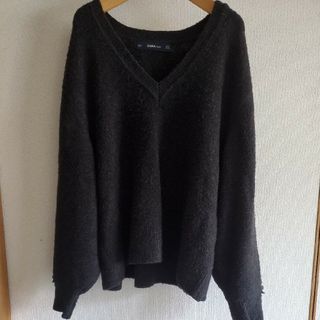 ザラ(ZARA)のZARA Mサイズ オーバーサイズセーター グレー 両サイドにレースあり(ニット/セーター)