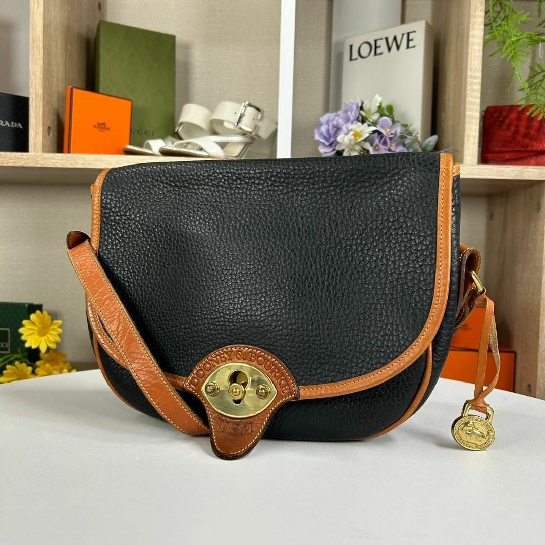 DOONEY\u0026BOURKE レザーハンドバッグ　キャメル　金具　ヴィンテージ