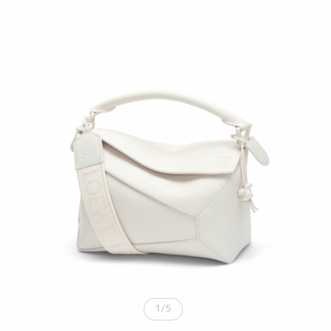 LOEWE - LOEWE パズルエッジバッグ スモール ホワイト サテン LOEWE - LOEWE パズルエッジバッグ スモール ホワイト サテン