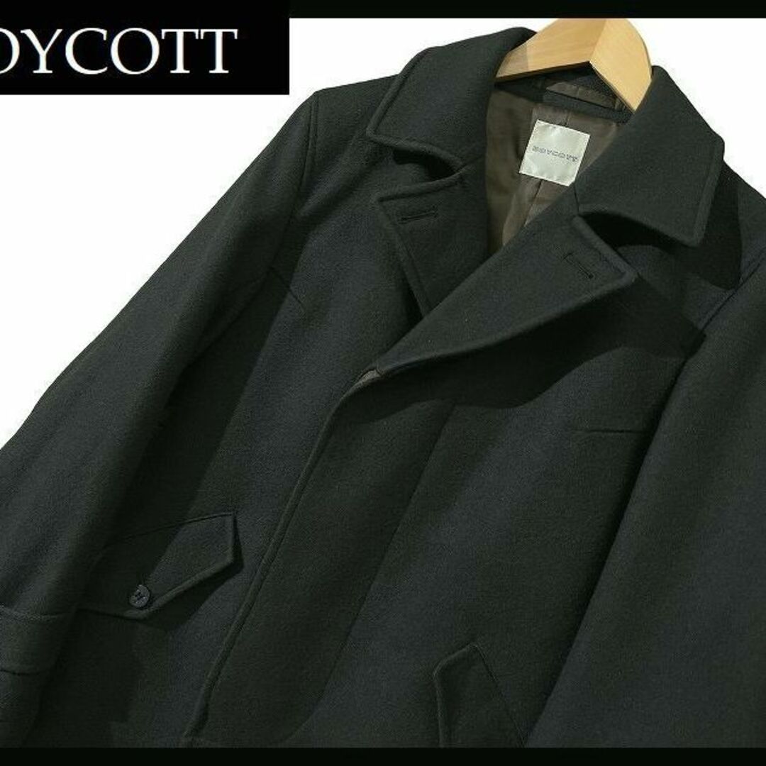 BOYCOTT(ボイコット)のG② 美品 ボイコット 比翼仕立て 肉厚 メルトン Pコート モスグリーン M メンズのジャケット/アウター(ピーコート)の商品写真