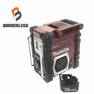 マキタ(Makita)の☆中古品☆makita マキタ 充電式ラジオ MR108 バッテリ1個(14.4V3.0Ah) ワインレッド 現場ラジオ 82162(工具)