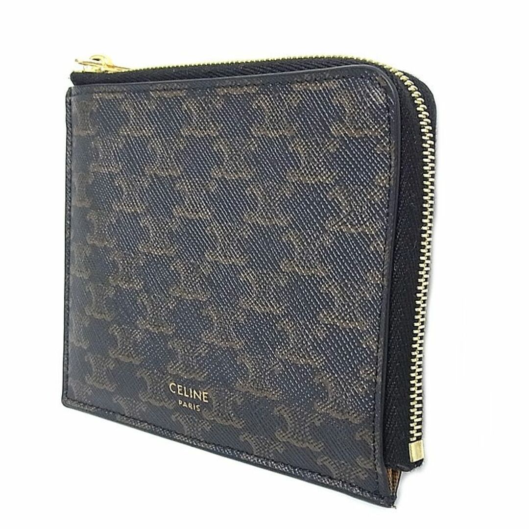 美品】CELINE L字ファスナー コインケース カードホルダー付 財布 黒 美品】CELINE L字ファスナー コインケース カードホルダー付 財布 黒