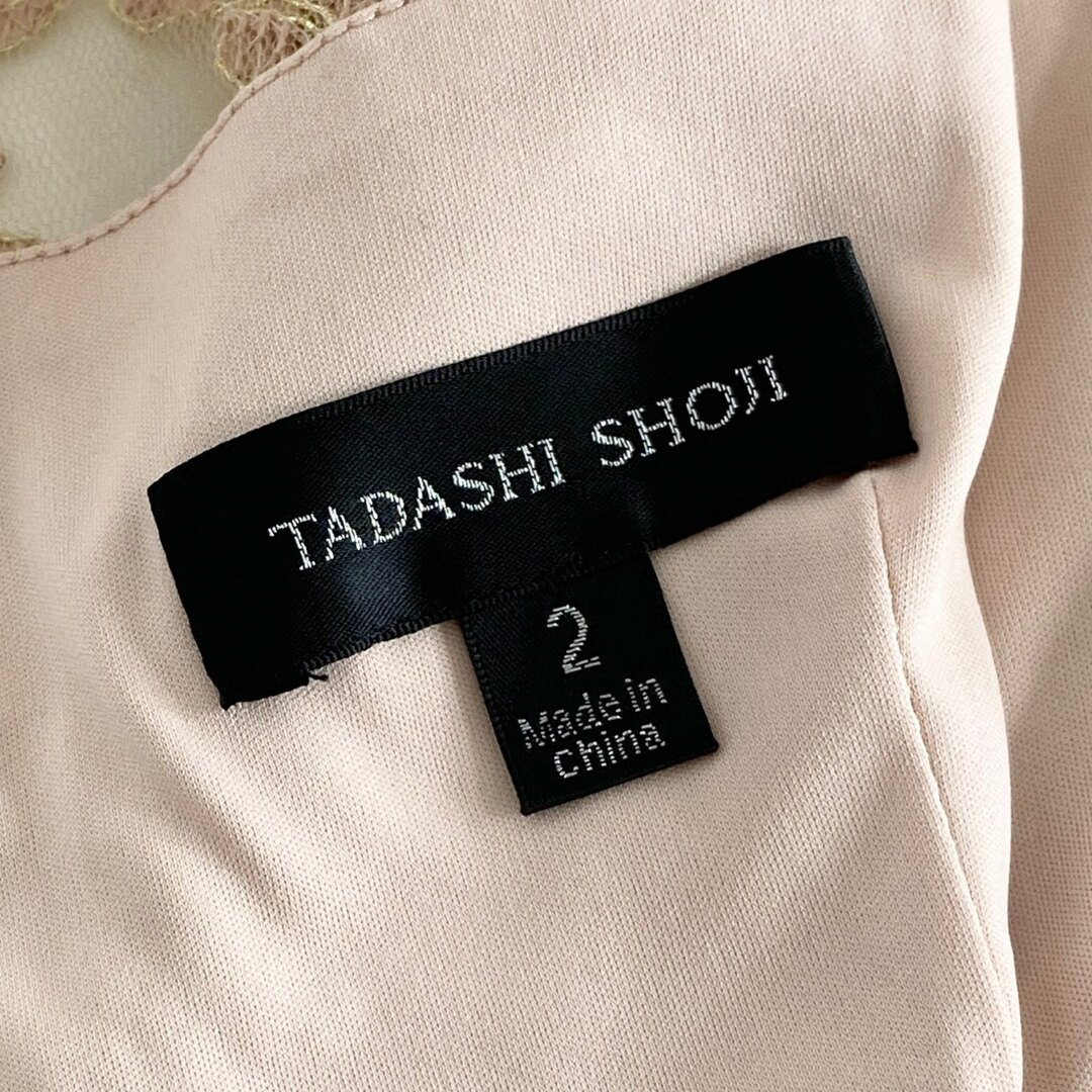 TADASHI SHOJI(タダシショウジ)の4L9《美品》定価\91,300 TADASHI SHOJI タダシショウジ コードレースドレス 2 ピンク ゴールド ワンピース パーティ クラブ dress レディースのワンピース(ミニワンピース)の商品写真