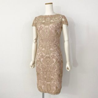 タダシショウジ(TADASHI SHOJI)の4L9《美品》定価\91,300 TADASHI SHOJI タダシショウジ コードレースドレス 2 ピンク ゴールド ワンピース パーティ クラブ dress(ミニワンピース)