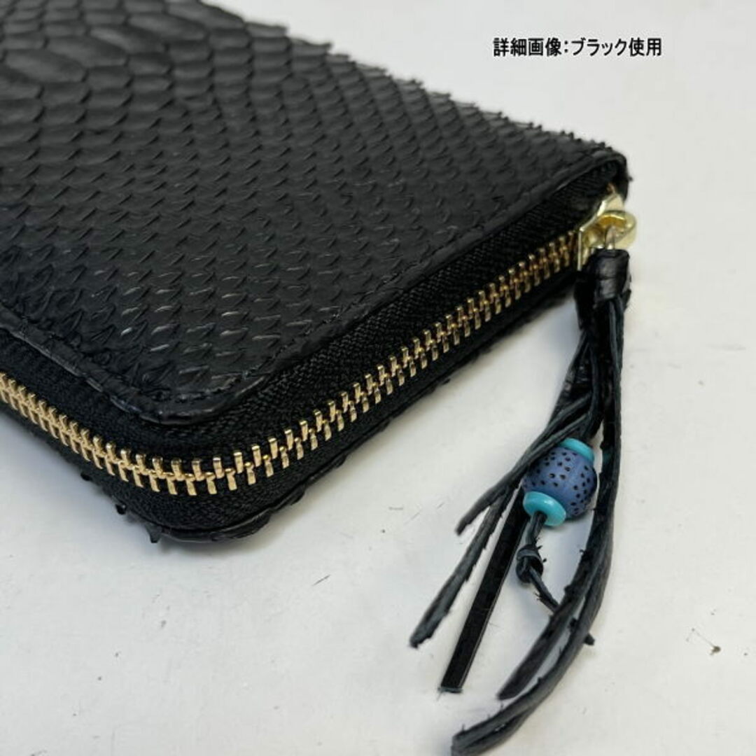 202 黄  パイソン 蛇革 ラウンドファスナー長財布  新品 レディースのファッション小物(財布)の商品写真