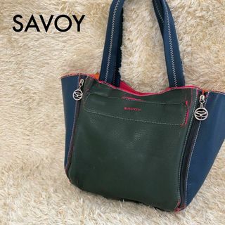 サボイ(SAVOY)のレア✨SAVOYサボイ セミショルダーバッグ/トートバッグ ブラック黒&ネイビー(ショルダーバッグ)