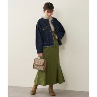 ナチュラルクチュール(natural couture)の【natural couture】ハイウエストマーメイドスカート　グリーン(ロングスカート)