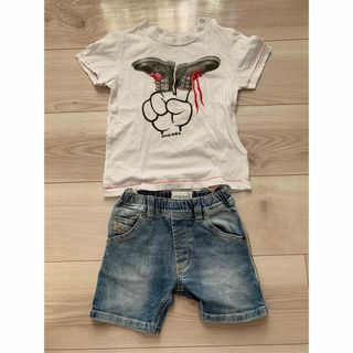 ディーゼル(DIESEL)のDiesel kids Tシャツ 24M & デニムハーフパンツ 9M(Tシャツ/カットソー)