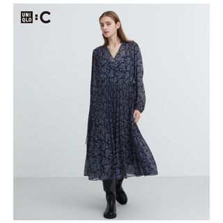 ユニクロ(UNIQLO)のUniqlo :C シフォンプリーツワンピース　ユニクロ(ロングワンピース/マキシワンピース)