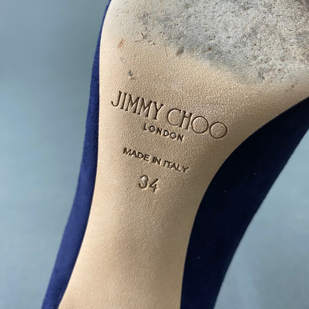 JIMMY CHOO(ジミーチュウ)の2L9 《美品》 JIMMY CHOO ジミーチュウ ヒールパンプス 34 22cm相当 ネイビー ハイヒール ピンヒール スエード レディースの靴/シューズ(ハイヒール/パンプス)の商品写真