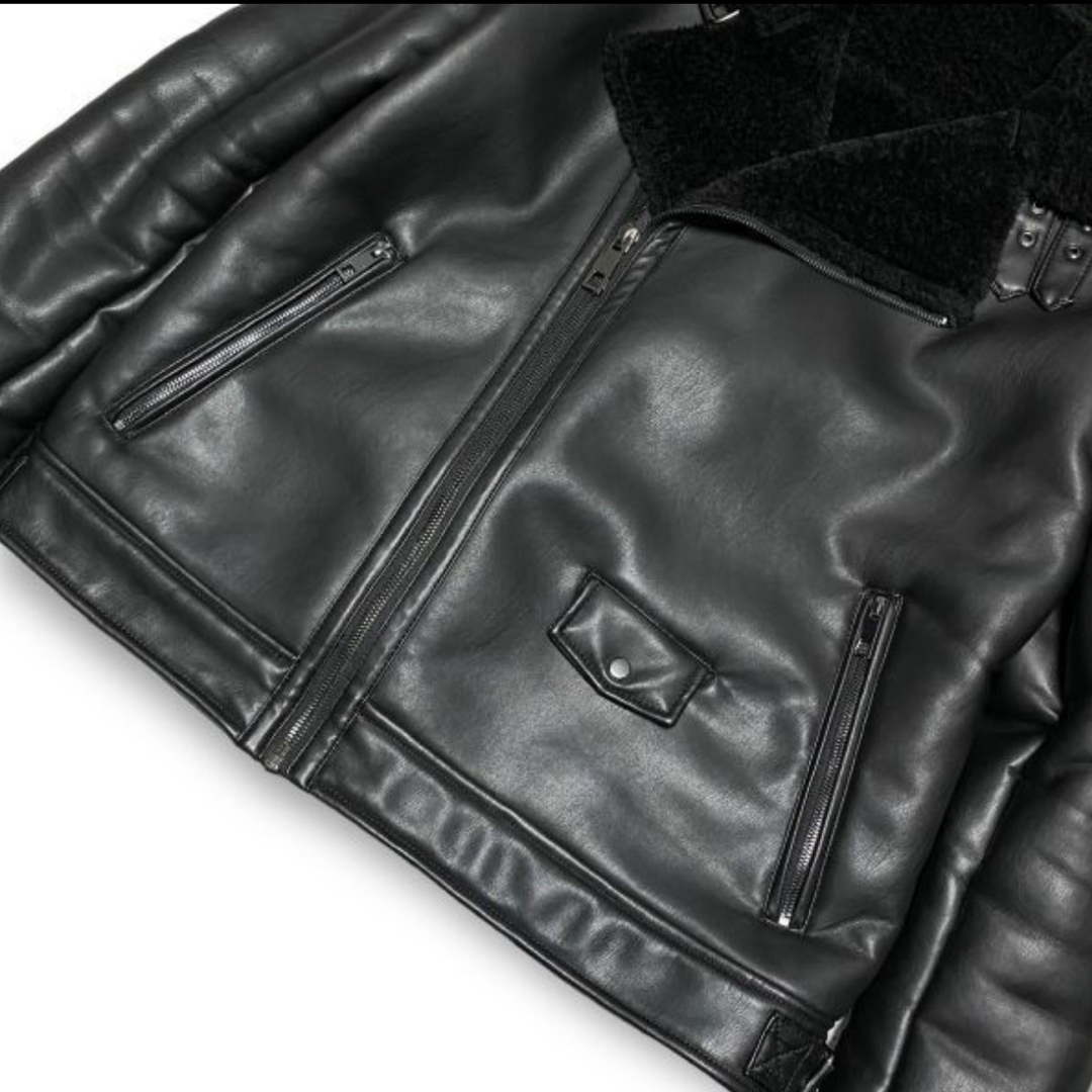 ZARA(ザラ)の即完売 ZARA ザラ フェイクレザー　ムートン ボアジャケット   メンズのジャケット/アウター(ライダースジャケット)の商品写真
