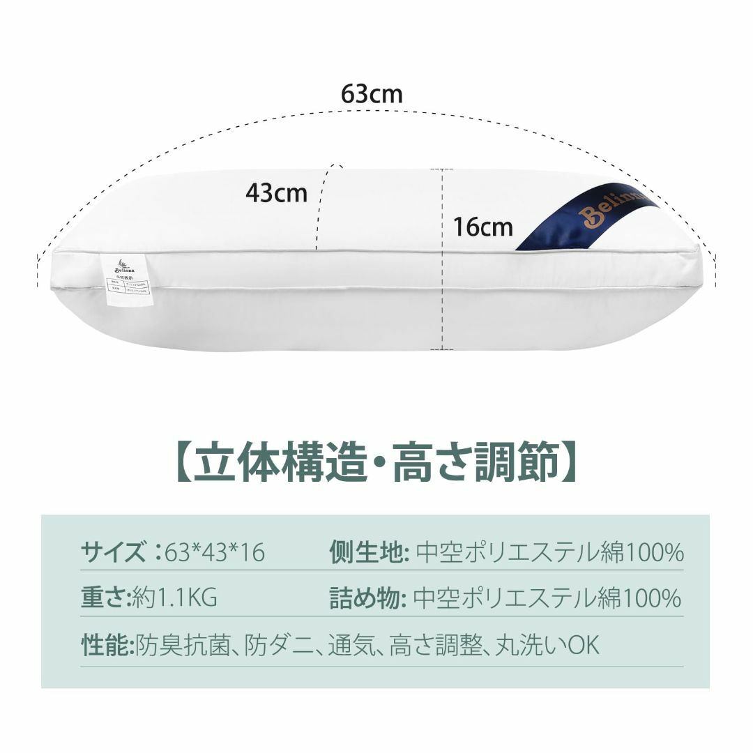 低い枕 Belinna 枕 首が痛くならない 人気 枕カバー 低反発 低め 柔ら インテリア/住まい/日用品の寝具(枕)の商品写真