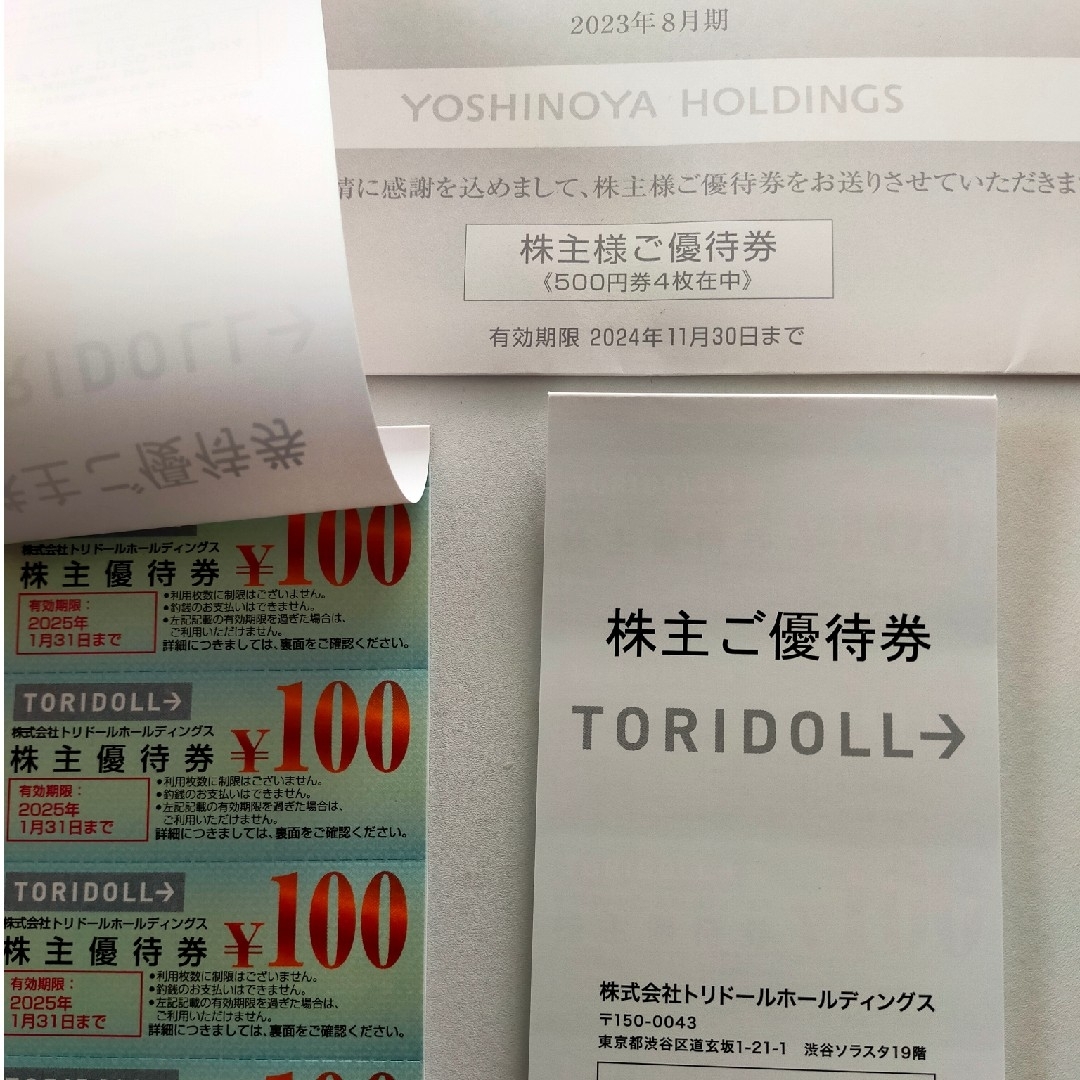 トリドール 株主優待件 13,000円分チケット