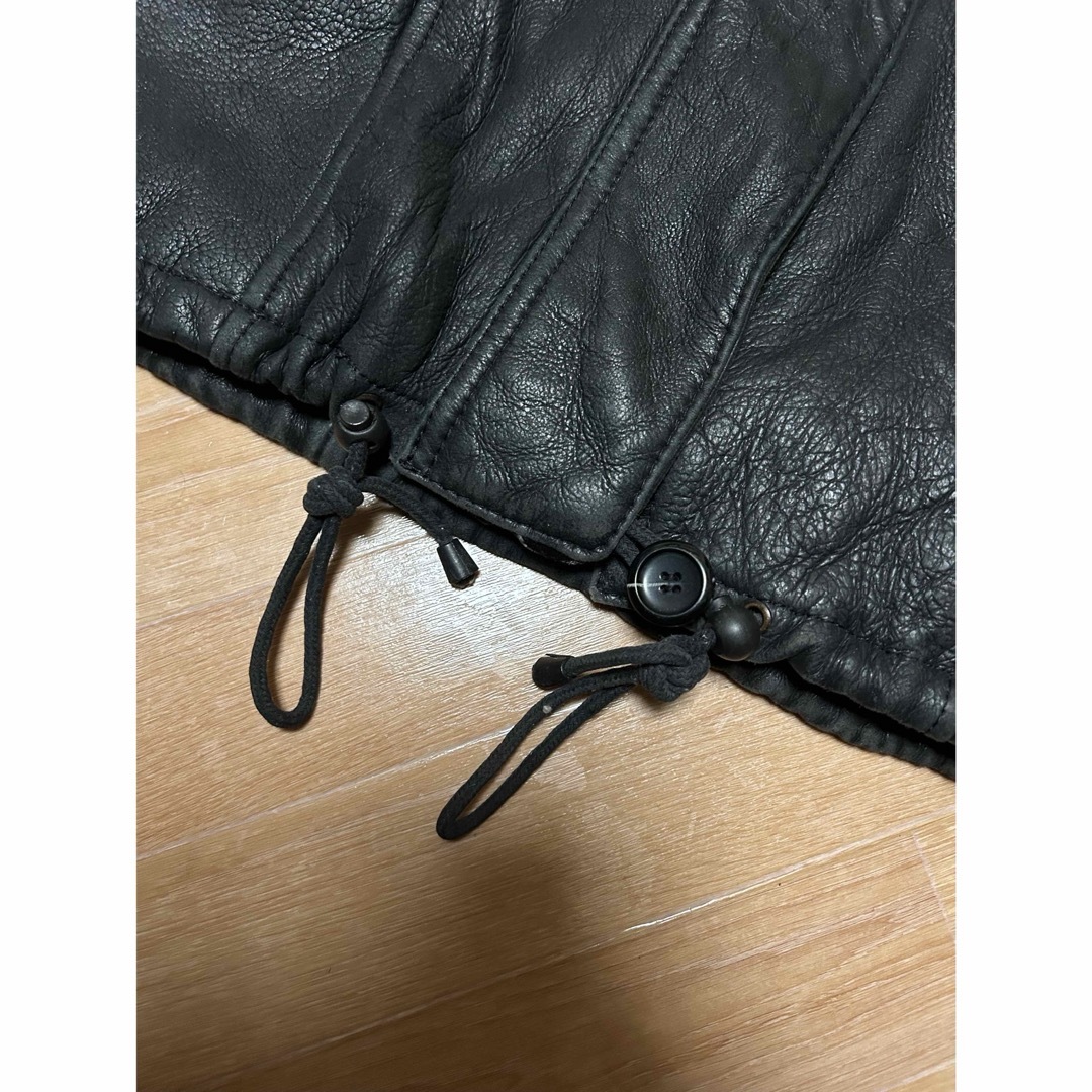 中古品 US購入 90s ムートン ボア シープスキン コート BLACK 42 メンズのジャケット/アウター(レザージャケット)の商品写真
