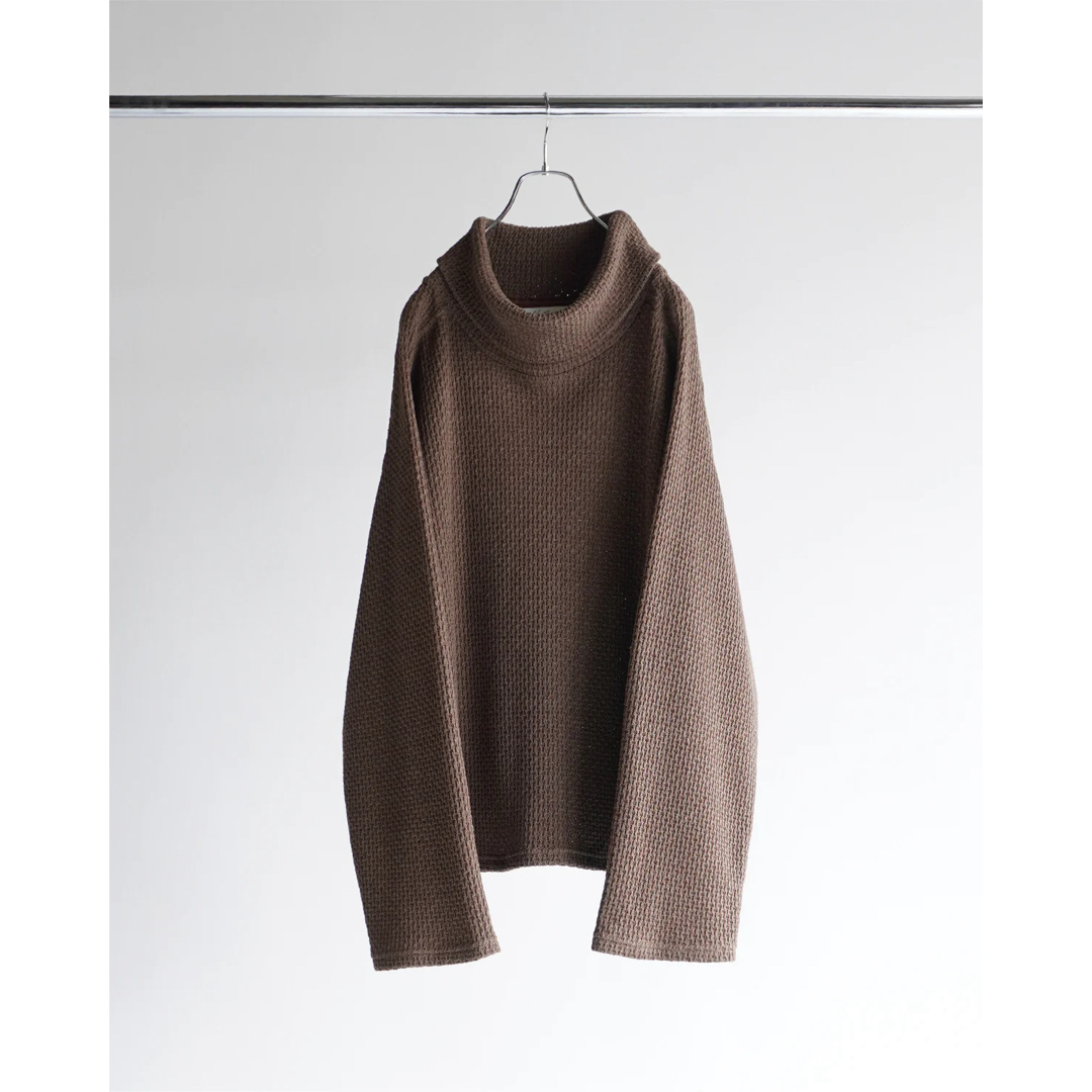 23AW Ancellm CHAIN KNIT HI-NECK LS khakiメンズ