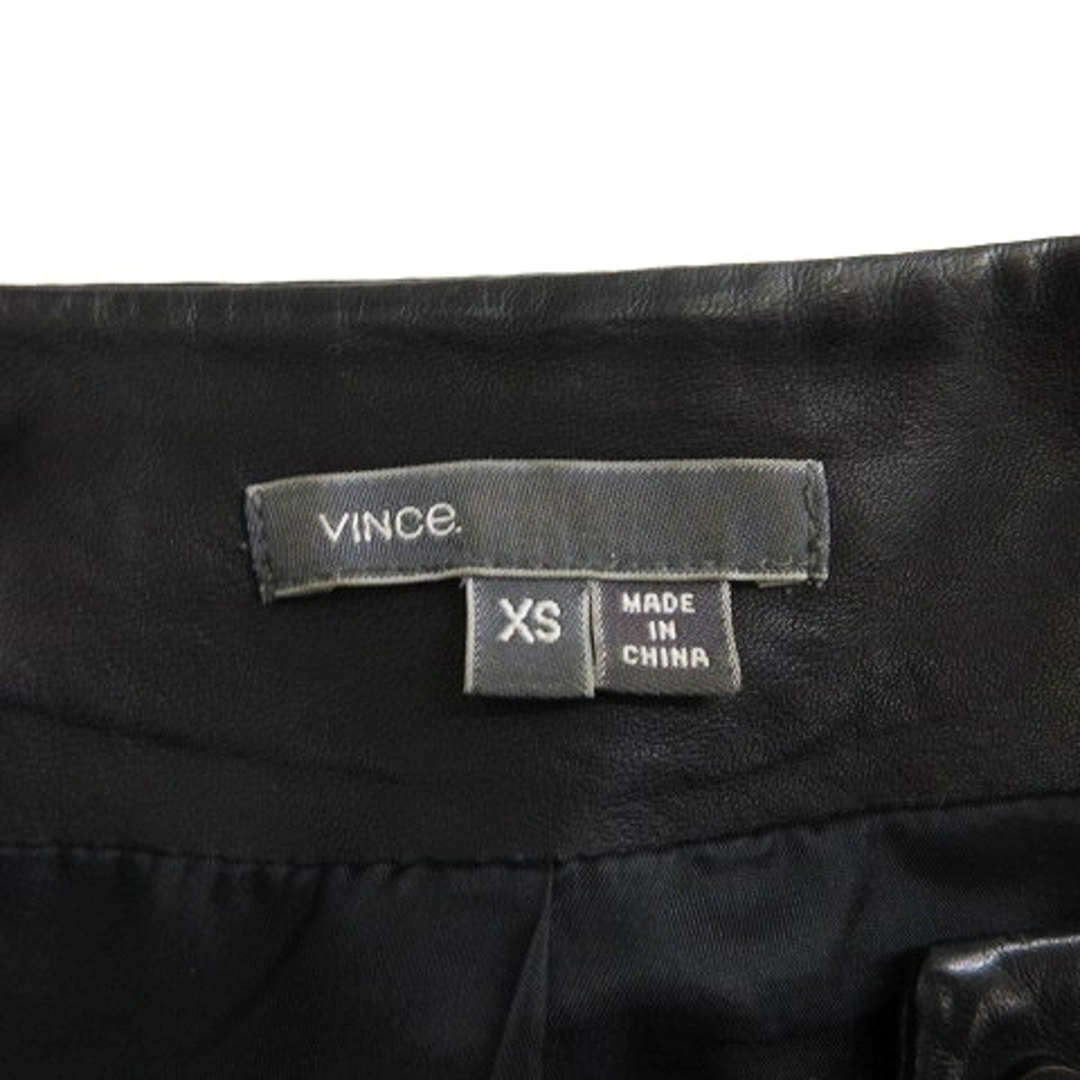 Vince(ビンス)のヴィンス ラムレザージャケット 羊革 ノーカラー ボタンアップ 黒 XS レディースのジャケット/アウター(ノーカラージャケット)の商品写真