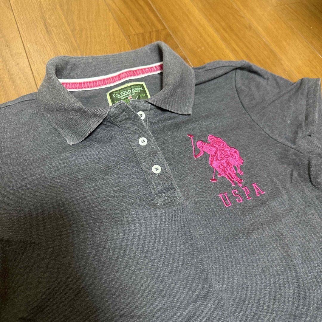 POLO ポロシャツ 半袖 グレー ピンク XLサイズ メンズのトップス(ポロシャツ)の商品写真
