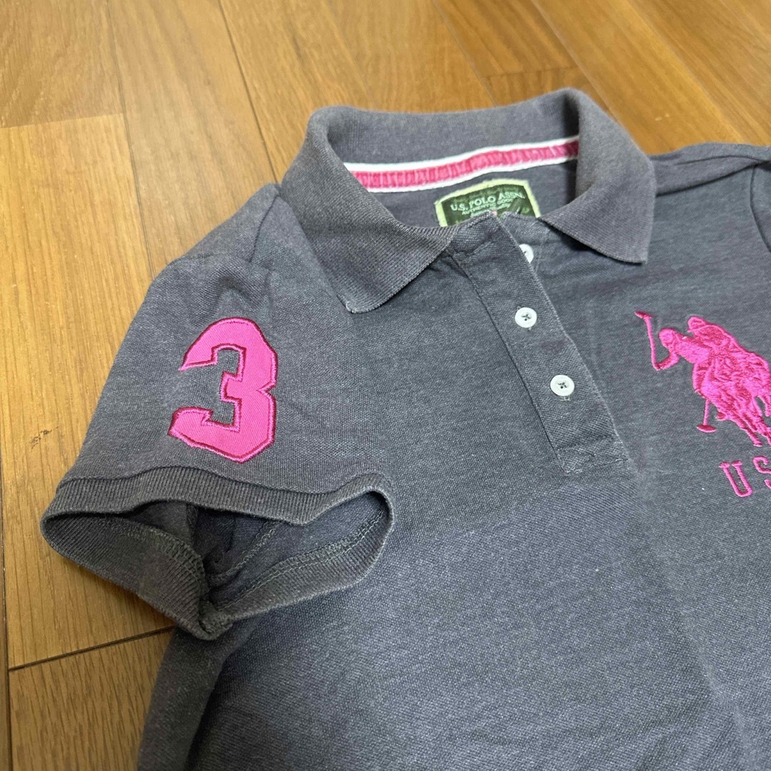 POLO ポロシャツ 半袖 グレー ピンク XLサイズ メンズのトップス(ポロシャツ)の商品写真