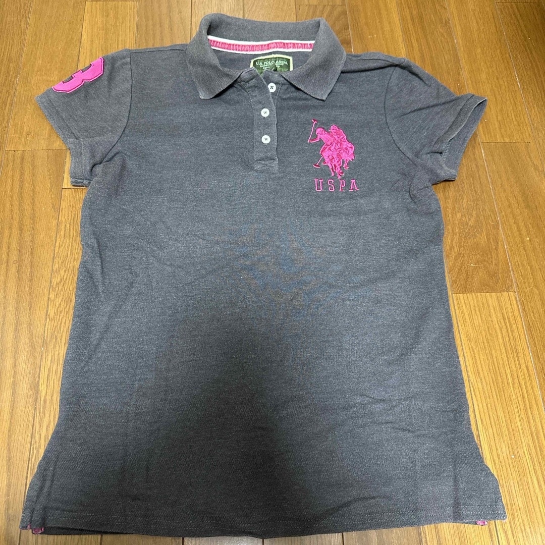POLO ポロシャツ 半袖 グレー ピンク XLサイズ メンズのトップス(ポロシャツ)の商品写真
