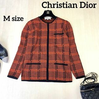 クリスチャンディオール(Christian Dior)の【Christian Dior】ニットジャケット　プレタポルテ　Mサイズ　高級感(ノーカラージャケット)