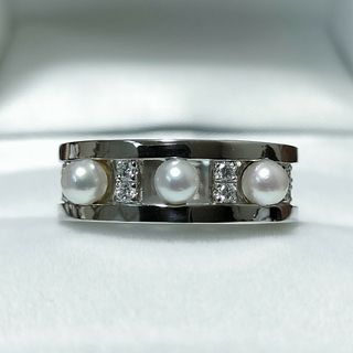 ミキモト(MIKIMOTO)のミキモト ダイヤモンド×ベビーパール リング Pt950 3.4mm 12.3g(リング(指輪))