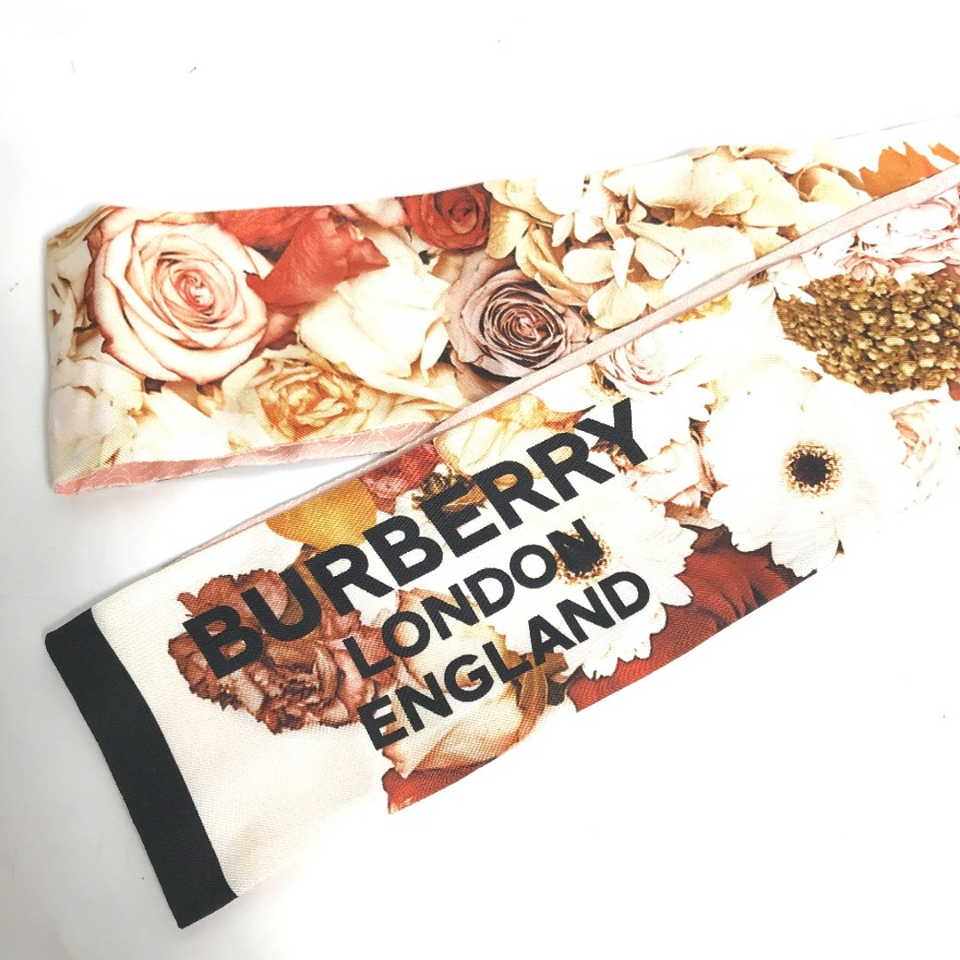 BURBERRY(バーバリー)のバーバリー BURBERRY Floral Print Silk Skinny Scarf  8021938 バンドースカーフ スカーフ シルク ピンク 新品同様 レディースのファッション小物(バンダナ/スカーフ)の商品写真