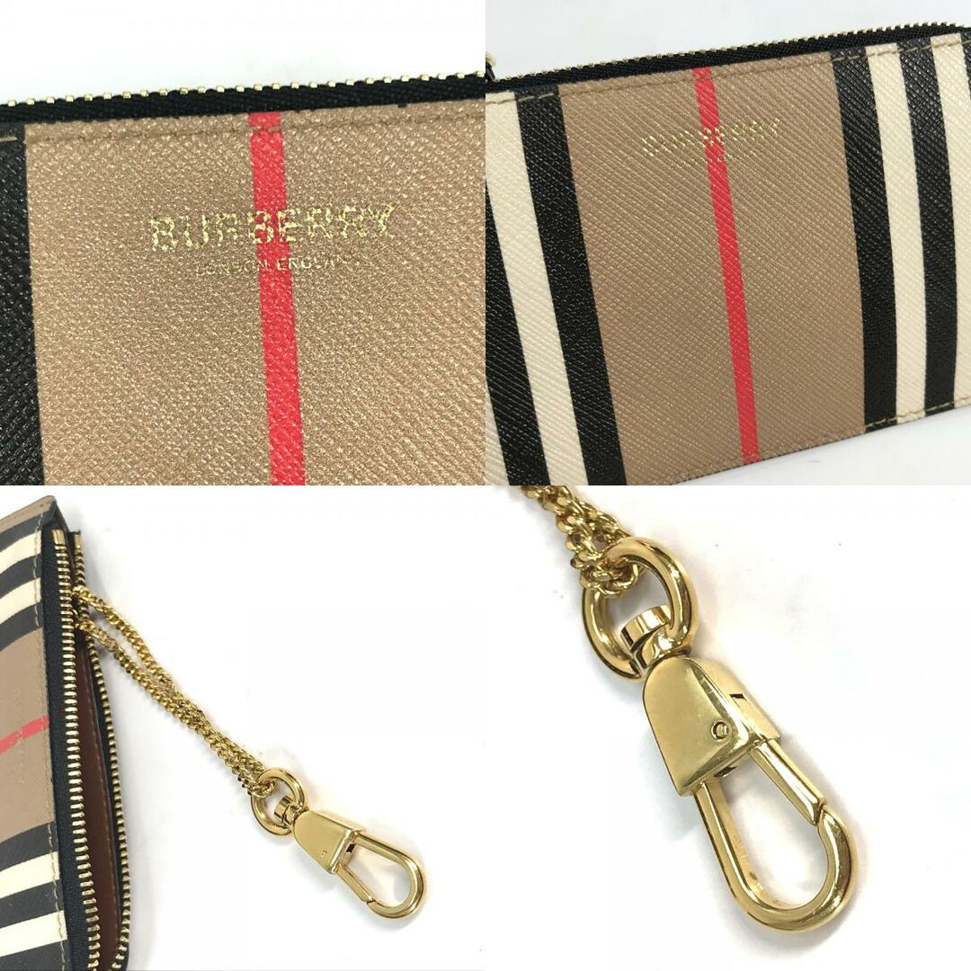 BURBERRY(バーバリー)のバーバリー BURBERRY チェック 財布 小銭入れ チェーン付 小物入れ コインケース レザー ベージュ メンズのファッション小物(コインケース/小銭入れ)の商品写真