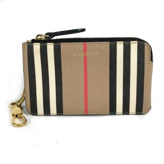 バーバリー(BURBERRY)のバーバリー BURBERRY チェック 財布 小銭入れ チェーン付 小物入れ コインケース レザー ベージュ(コインケース/小銭入れ)